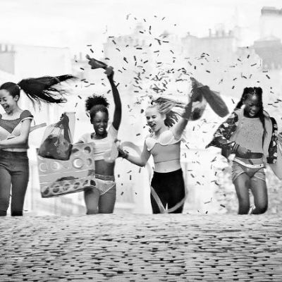 A scene from the movie "Cuties" where the cast members are being delinquentSource: Instagram